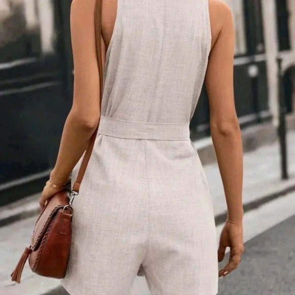 Front Belted Romper - Picture 3 of 5